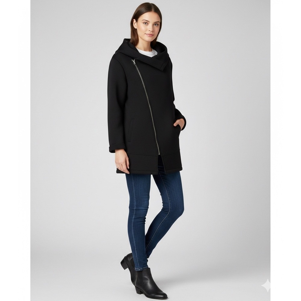 Women's Black Zip Up‎ Sweater Jacket Size Large Cozy Casual Layering